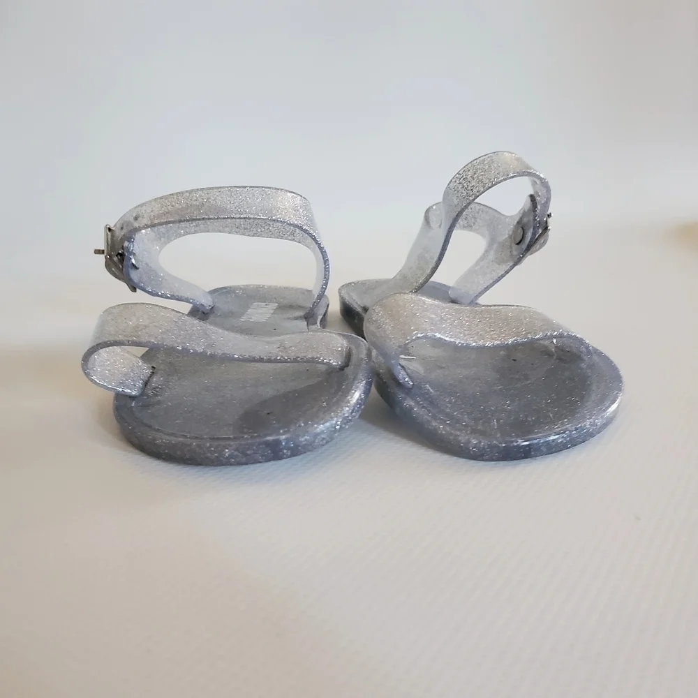Gymboree Girls Silver Glitter Jelly Sandals Size 7
